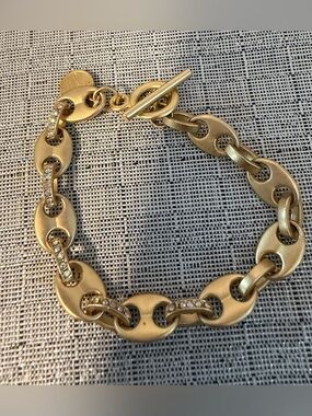 Vintage Joan Rivers Gold-Tone Chain Link Bracelet with Crystal Accents